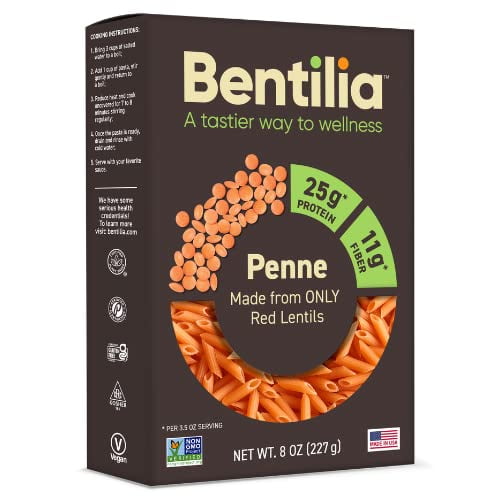 Bentilia Pasta Red Lentil Penne 8 oz (Pack of 6)