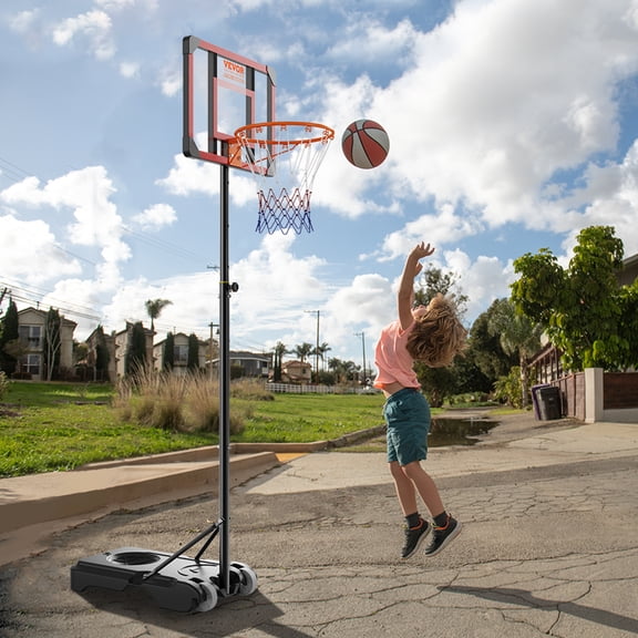 Bentism 5'-7' Adjustable Height 28" Shatterproof Outdoor Portable Basketball System (Teen)