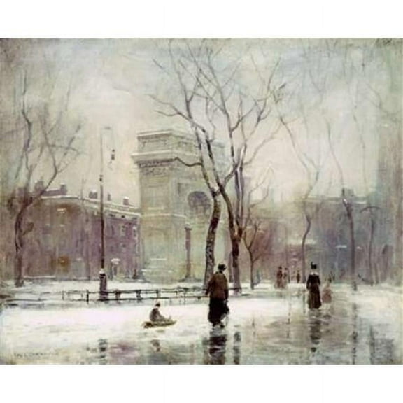 Bentley Global Arts PDX267875LARGE Winter in Washington Square Poster Print by Paul Cornoyer, 20 x 24 - Large