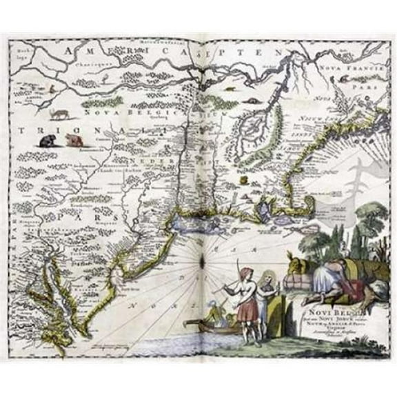 Bentley Global Arts PDX268349SMALL Map of The New World Poster Print by John Ogilby, 10 x 12 - Small
