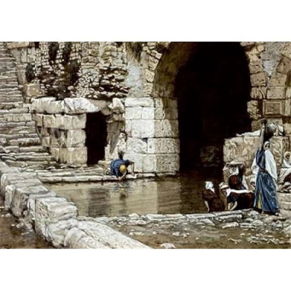 Bentley Global Arts PDX280231SMALL Blind Man Washes in The Pool of Siloam Poster Print by James Jacques Tissot, 10 x 14 - Small