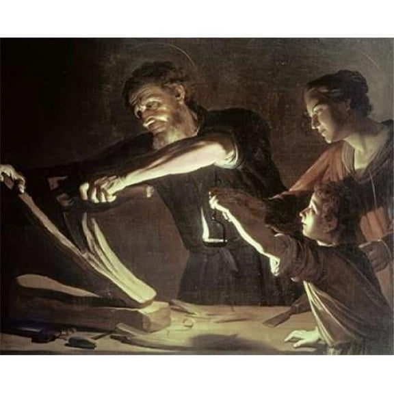 Bentley Global Arts PDX283292LARGE Holy Family in The Carpentry Shop Poster Print by Gerrit Van Honthorst, 24 x 30 - Large