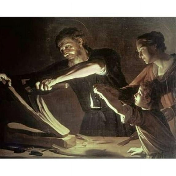 Bentley Global Arts PDX283292SMALL Holy Family in The Carpentry Shop Poster Print by Gerrit Van Honthorst, 8 x 10 - Small