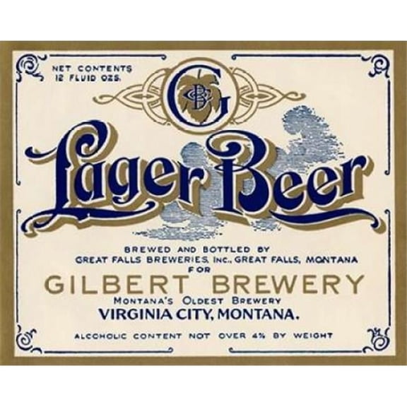 Bentley Global Arts PDX375094SMALL Gilbert Brewery Lager Beer Poster Print by Vintage Booze Labels, 10 x 12 - Small