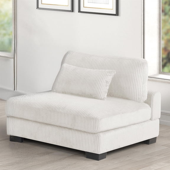Bentley Modern style Armless Chair made with Corduroy Fabric Cream