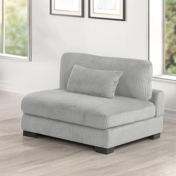 Bentley Modern style Armless Chair made with Corduroy Fabric Gray
