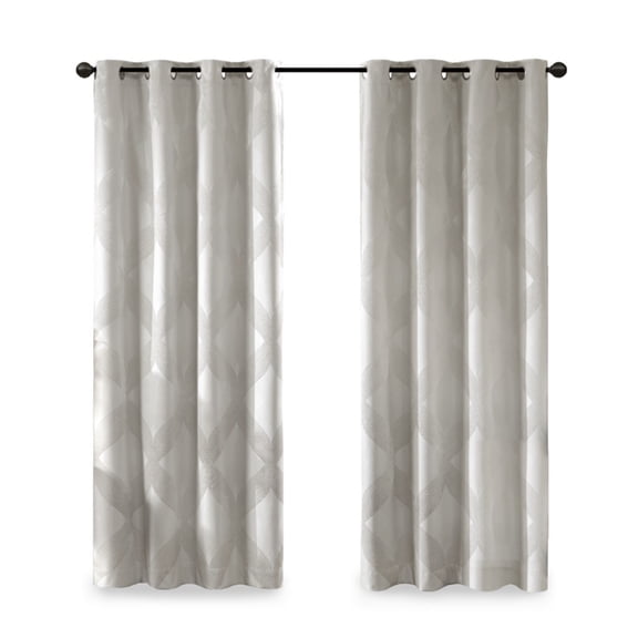 Bentley Ogee Knitted Jacquard Total Blackout Curtain Panel - Ivory - 100% Polyester - Stylish & Elegant Design for Maximum Light Blockage - Perfect for Home Decor & Privacy.