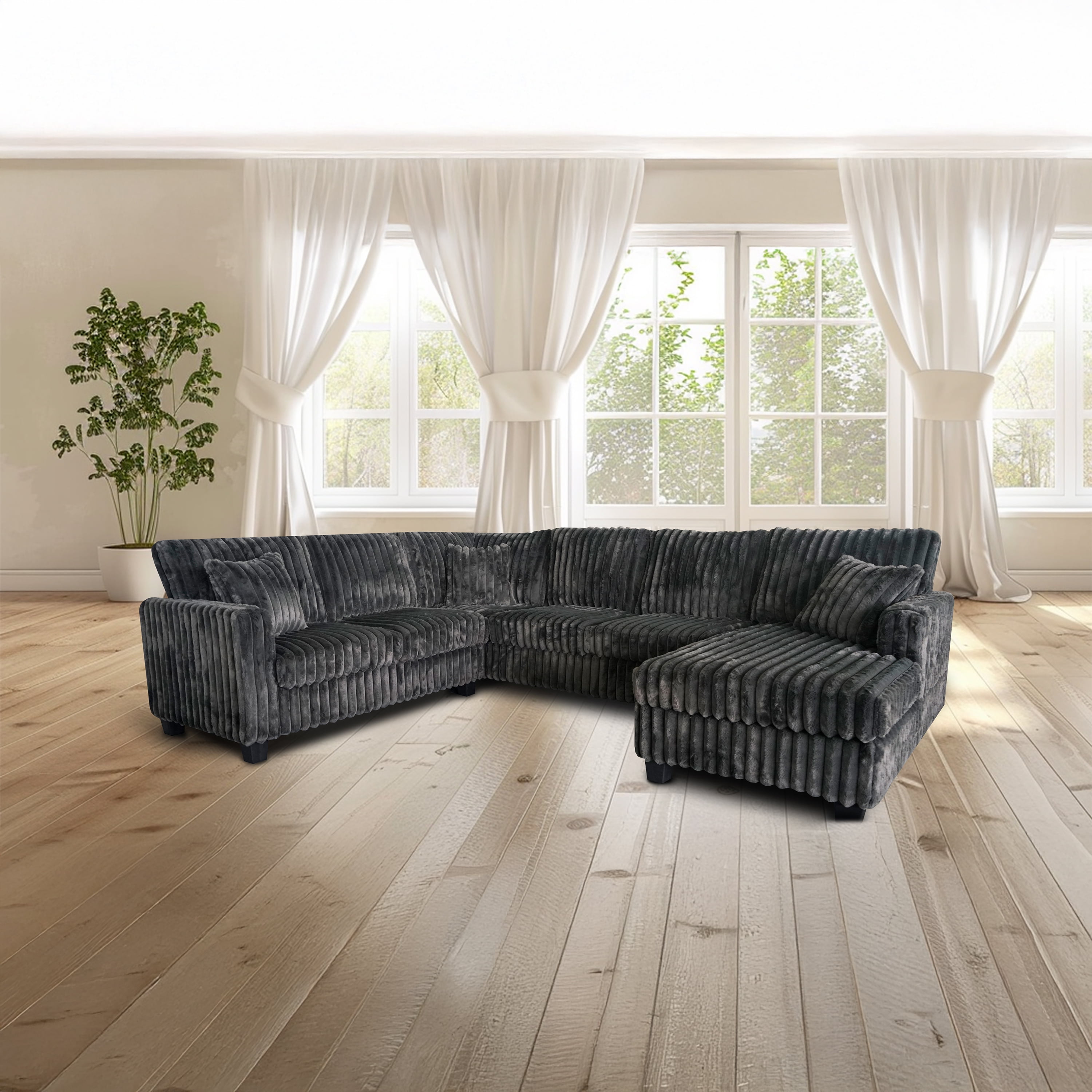 Bentley Plush Soft 6-Person U-Shaped Sectional Sofa with Chaise, Dusk