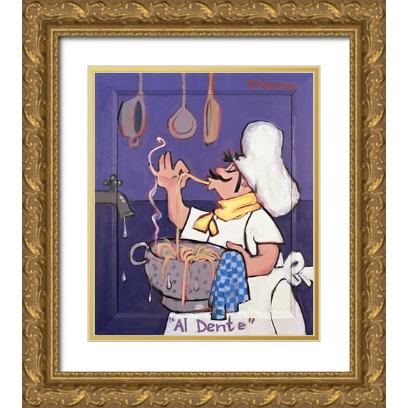 Bentley, Robert Dewar 26x30 Gold Ornate Wood Framed with Double Matting Museum Art Print Titled - Al Dente