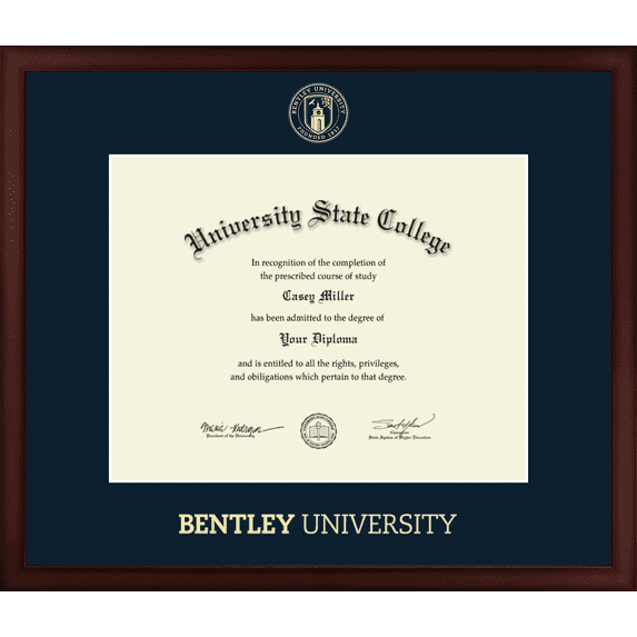 Bentley University Diploma Frame, Document Size 14" x 11"