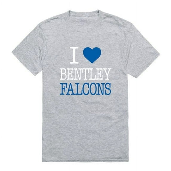 Bentley University Falcons I Love T-Shirt, Heather Grey - Large