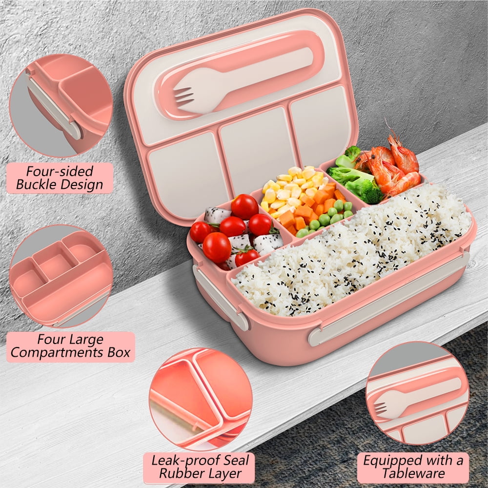 XGXN Bento Box Adult Lunch Box (4 Pack), 4-Compartment Meal Prep Container  for Kids, Reusable Food Storage Containers with Transparent Lids, No BPA