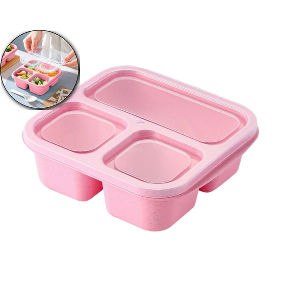 Bento Box, 3 Compartments Meal Prep Containers Reusable Lunch Containers, Food Storage Containers with Lids, Stackable Snack Boxes for Work and Travel