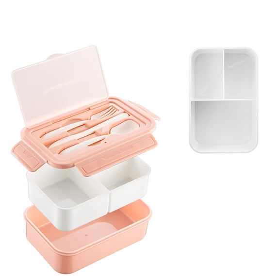 Bento Box Adult – 1100 ML Lunch Containers with 3 Compartments, Leak-Proof, Includes Spoon & Fork, BPA Free, Microwave & Dishwasher Safe(Upgraded version)