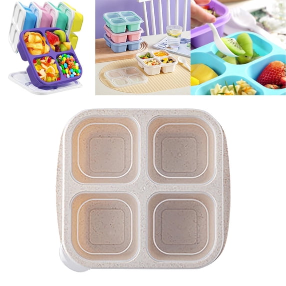 Bento Box Adult,4 Compartment Snack Containers, Portable Bento Divided Snack Boxes, Meal Prep Lunch Containers for Adults, Food Storage Containers for Work and Travel
