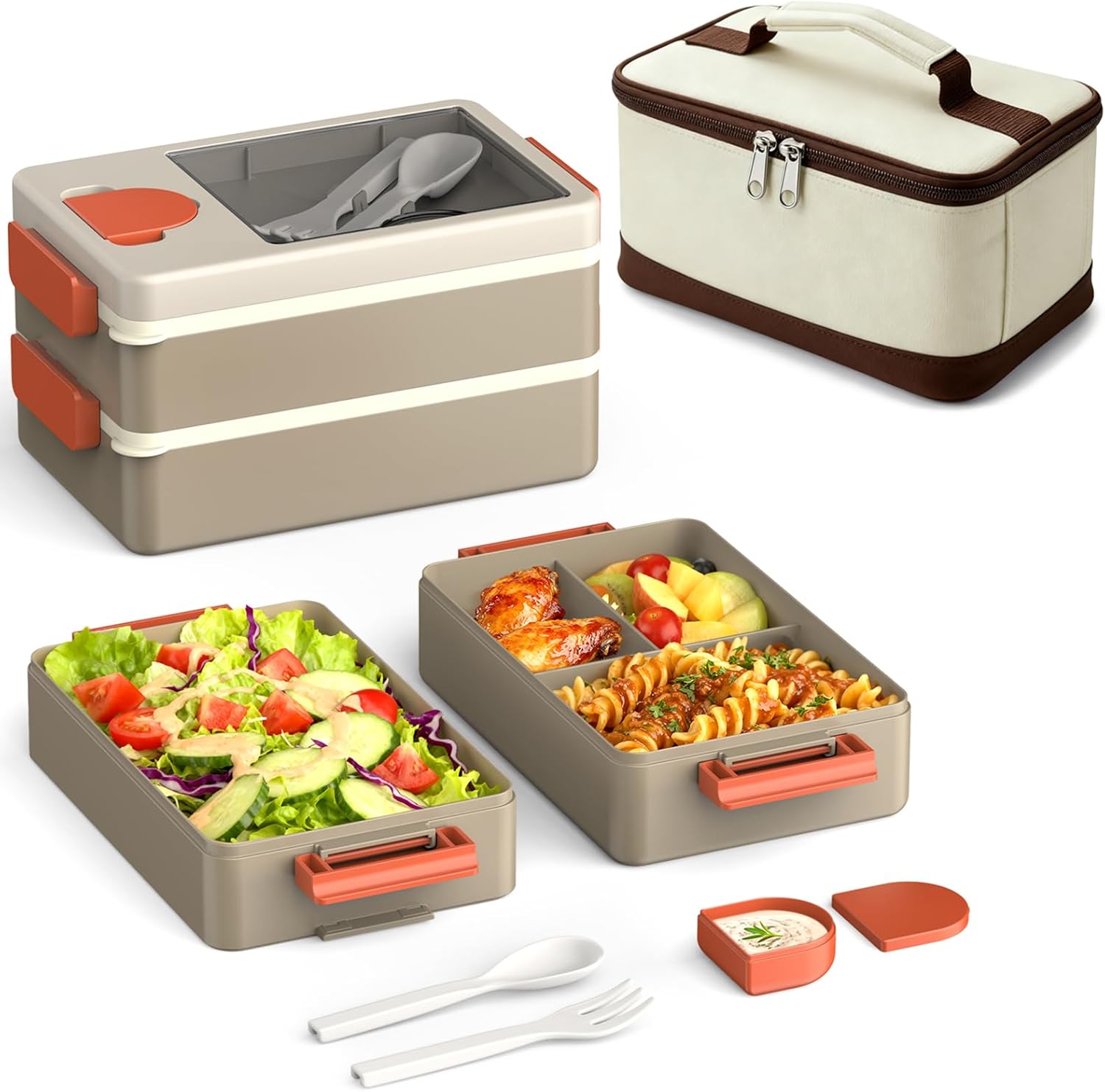 Bento Box Adult Lunch Box – 2-Layer Stackable Lunch Container with ...