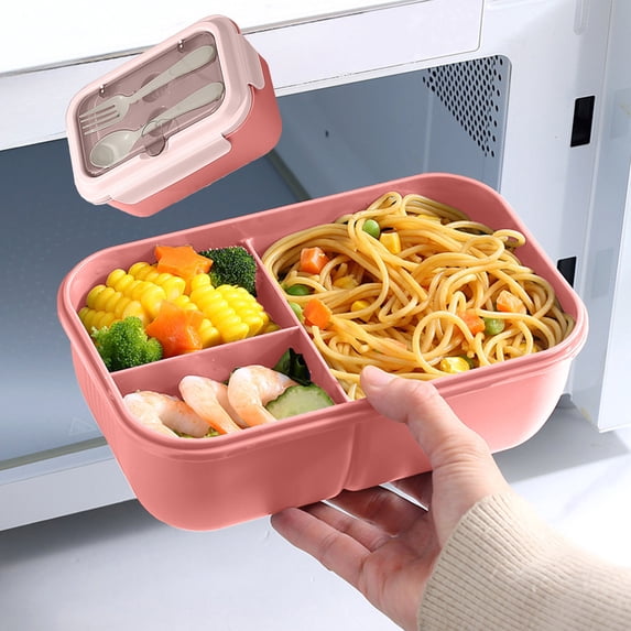 Bento Box Adult Lunch Box 40.5oz, Containers with 3 Compartments, Lunchable Food Container with Utensils, Microwave & Dishwasher Safe