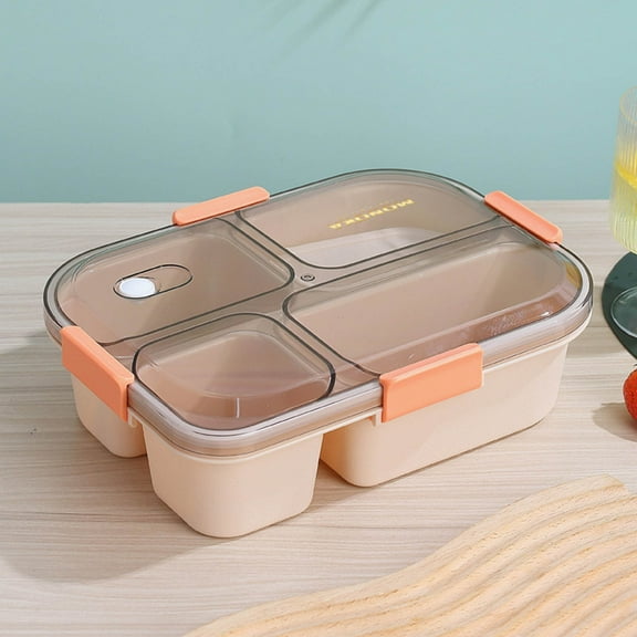 Bento Box Adult Lunch Box, Containers for Adults Men Women with 4 Compartments, Lunchable Food Container with Utensils, Sauce Jar, Muffin Liners, Microwave & Dishwasher Safe