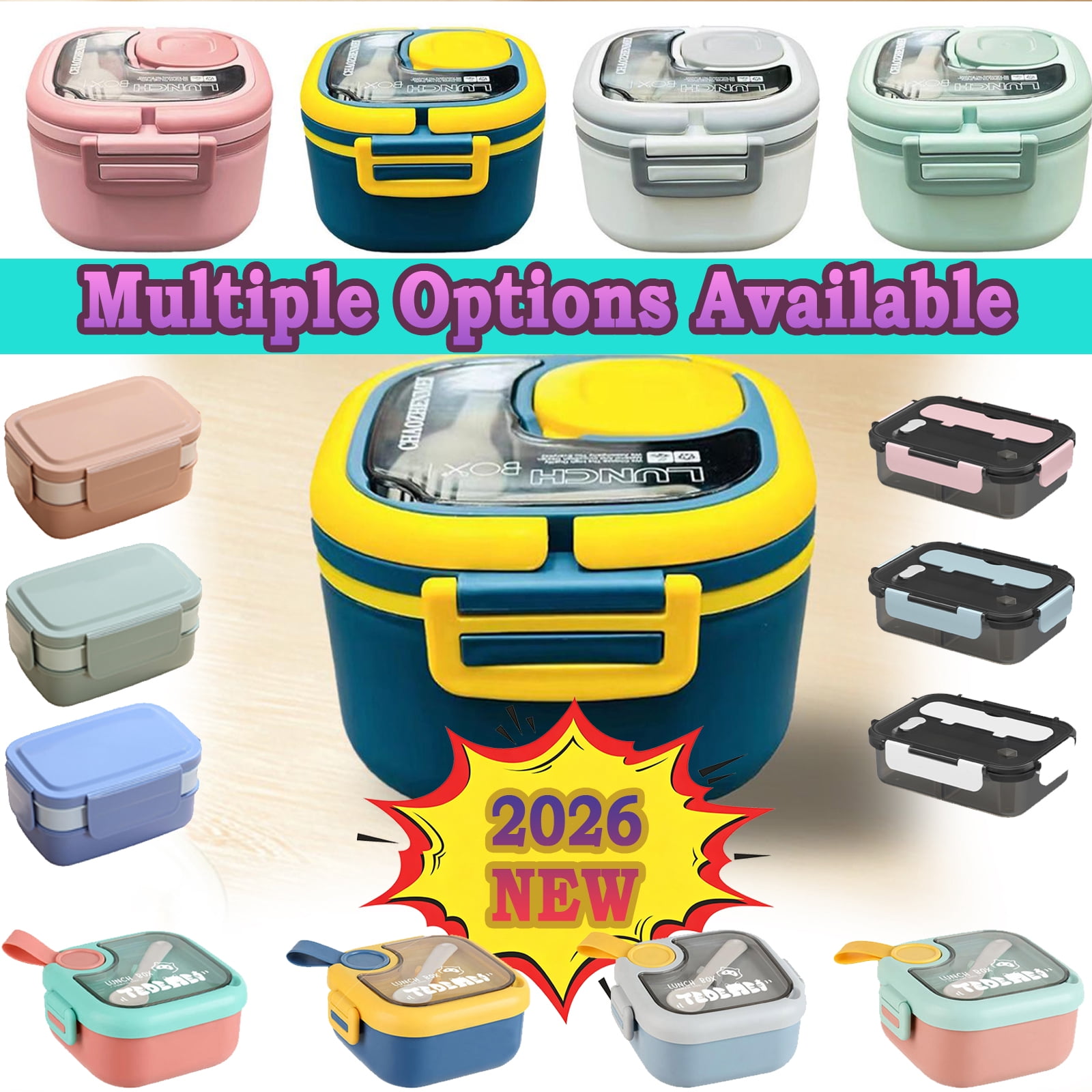 Bento Box Adult Lunch Box, Containers for Adults Men Women, Lunchable ...