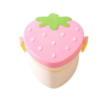 Bento Box Adult Lunch Box, Kids Lunch Box, Kids Cute Strawberry Shape Lunch Box with Fork Spoon 2 Layer Food Grade Large Capacity Food Fruit Storage Bento Box