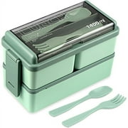 Bento Box Adult Lunch Box Stackable, 49OZ Bento Boxes for Adults Lunch Containers, Leak Proof Adult Bento Box with Removable Compartments, Bento Box Lunch Box Microwave Safe