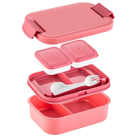 Bento Box for Adults, 3-Compartment Stackable Lunch Box with Utensils, Leak-Proof Food Container, Microwave & Dishwasher Safe, BPA-Free, Ideal for Meal Prep, Office, On-the-Go,9x6x3 inch, 1 Pc