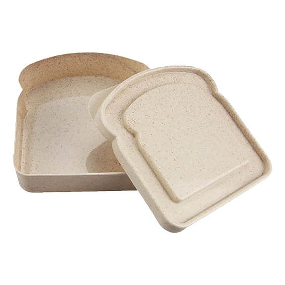 Bento Box for Adults, 4.8x5.1 in Plastic Lunch Box for Sandwich, Reusable Toast-Shaped Lunchbox with Lid, Compact Portable Food Storage Box, Dishwasher Safe, Ideal for Camping, Office workers,Yellow