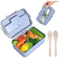 thumbnail image 1 of TEAMD Bento Box For Adults Lunch Box With 3 Compartment,Wheat Fiber Leak Proof Food Container With Spoon & Fork,1200ML Lunch Boxes Containers For Men Women (Blue), 1 of 6