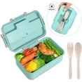 thumbnail image 1 of TEAMD Bento Box For Adults Lunch Box With 3 Compartment,Wheat Fiber Leak Proof Food Container With Spoon & Fork,1200ML Lunch Boxes Containers For Men Women (Green), 1 of 6