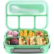 Bento Box,Bento Box Adult Lunch Box, Lunch Box Containers for Toddler/Kids/Adults, 1300ml-4 Compartments&Fork, Leak-Proof, Microwave, Dishwasher, Freezer Safe