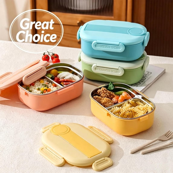 Bento Box, Blue Lunch Box, Containers with 2 Compartments, Lunchable Food Container, Leakproof Organizer for Kitchen, Meal Prep, Picnic & Daily Meal Prep