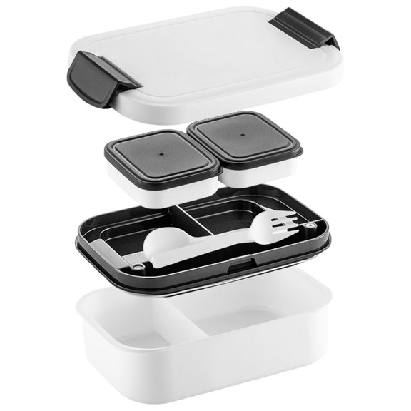 Bento Box,Leak-Proof Lunch Box Containers for Women & Men,Stackable Lunch Box Containers with Compartments,Plastic Food Storage Container Bento Box,Lunch Containers with Lid for Adults,White