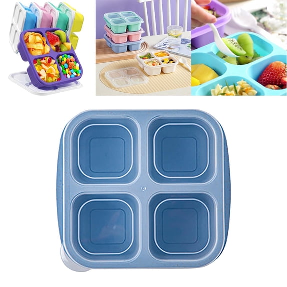 Bento Box,Lunch Box,4 Compartment Lunchable Container,Reusable Microwaveable Food Storage Container,Bento Snack Box with Transparent Lids,No BPA Fruits Container for Adults