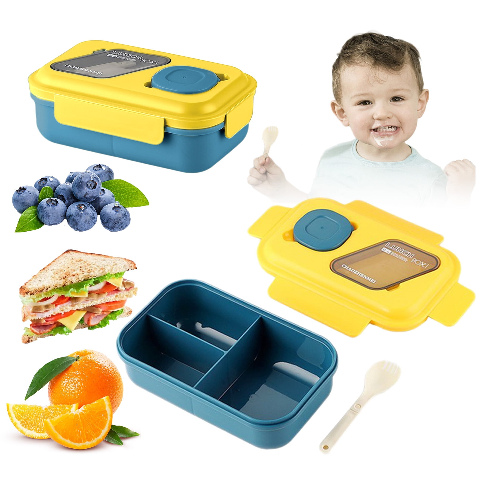Bento Box Lunch Box Adult Stackable Lunch Container With 3 Compartments ...