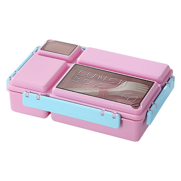 Bento Box, Lunch Box, Pink 4-Compartment Leak Proof Lunch Box Meal Prep Container for Travel Work Dining Out, by Goohae