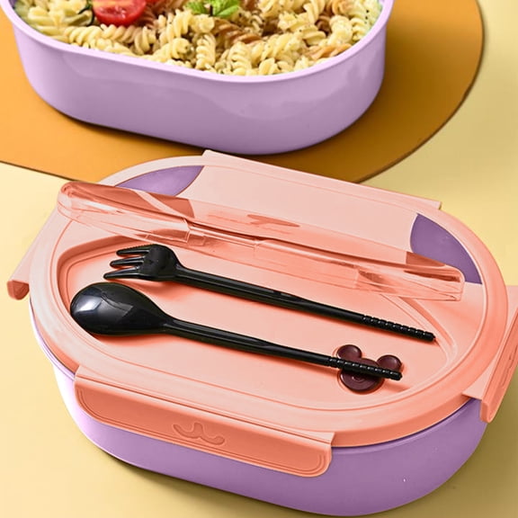 Bento Box, Lunch Container, Double Layer Compartment, Portable Heatable Food Storage, Stylish Oval Design, Food Safe Plastic, Easy to Clean, Lightweight, 26.5x24.5x8cm