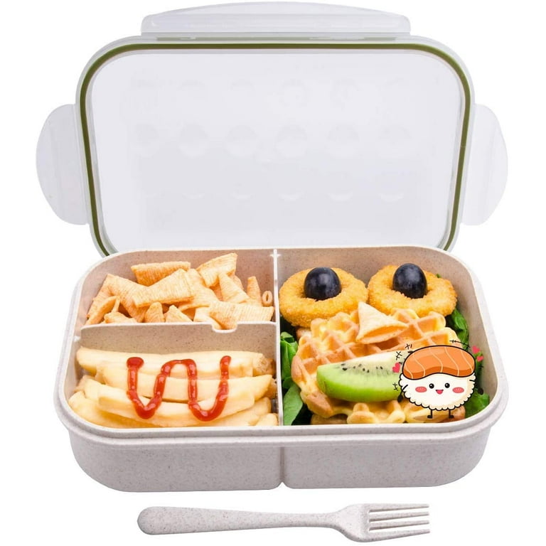 Bento Box,MISS BIG Bento Box for Kids, Lunch Containers (White M)