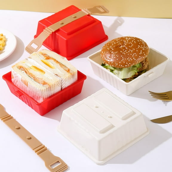 Bento Box Microwave Container, Portable Pressure-proof Picnic Lunch Box for Hamburgers and Cakes, Leak-proof Stackable Food Storage, Topliu