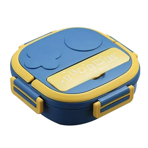 Bento Box for People Stainless Steel - 2-Compartment - Complete Lunch Set with Portable Utensil - Ideal for Over 5 Years Old - Dishwasher Safe & BPA-Free, 6.69x6.69x2.36 Inch, Blue