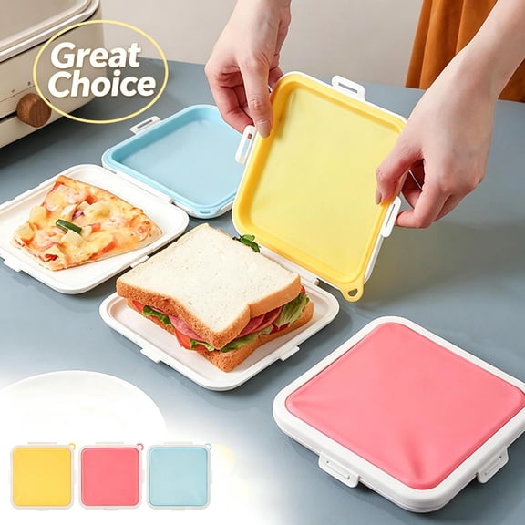 Bento Box, Pink Square Bread Lunch Box, Airtight Portable Sandwich Storage Container, Microwave & Dishwasher Safe Reusable Food Keeper for Picnic, Office, Travel & Daily Snack Storage