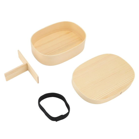 Bento Box Portable Japanese Style Wooden Large Single Layer Removable Divider Lunch Bento Box with Strap