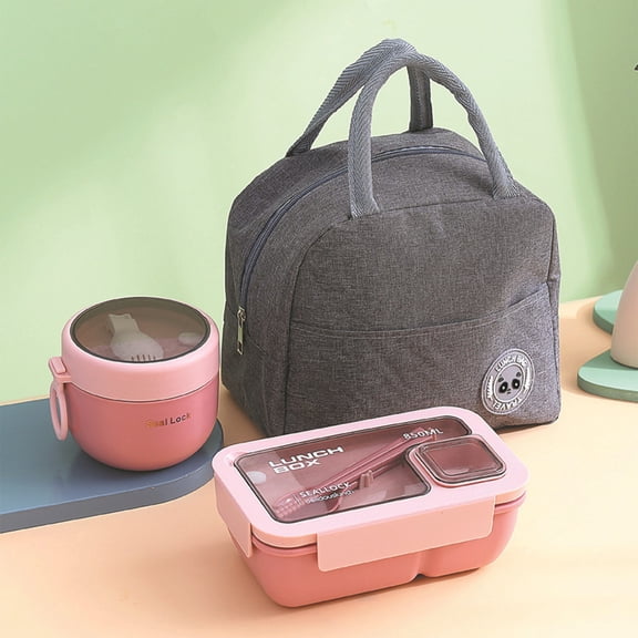 Bento Box Set With Compartments, 3-Piece Leak-Proof Lunch Box Set For Heating, Includes Square & Round Containers And Insulated Bag, Designed For Food Organization, Suitable For
