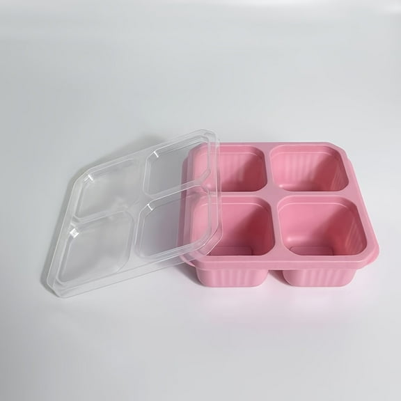 Bento Box Set (with Lid), 4 Compartment Food Storage Container, Meal Prep Lunch Box, PP Plastic Food Storage Container for Picnic, Camping, RV, Office, Microwave and Dishwasher Safe (4 Colors)