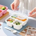 thumbnail image 1 of Bento Box Snack Containers | 3 Compartment Lunchable Organizer | Straw Plastic | Reusable | Microwave Dishwasher Freezer Safe | Portion Control | Stackable Portable | 6.58"x5.95"x2.09", 1 of 5