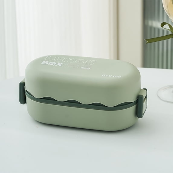Bento Box Stainless Steel Leak Proof Lunch Container, Double Layer Stackable Design with Two Compartments, Microwave and Dishwasher Safe, Includes Detachable Spoon, Brown Blue