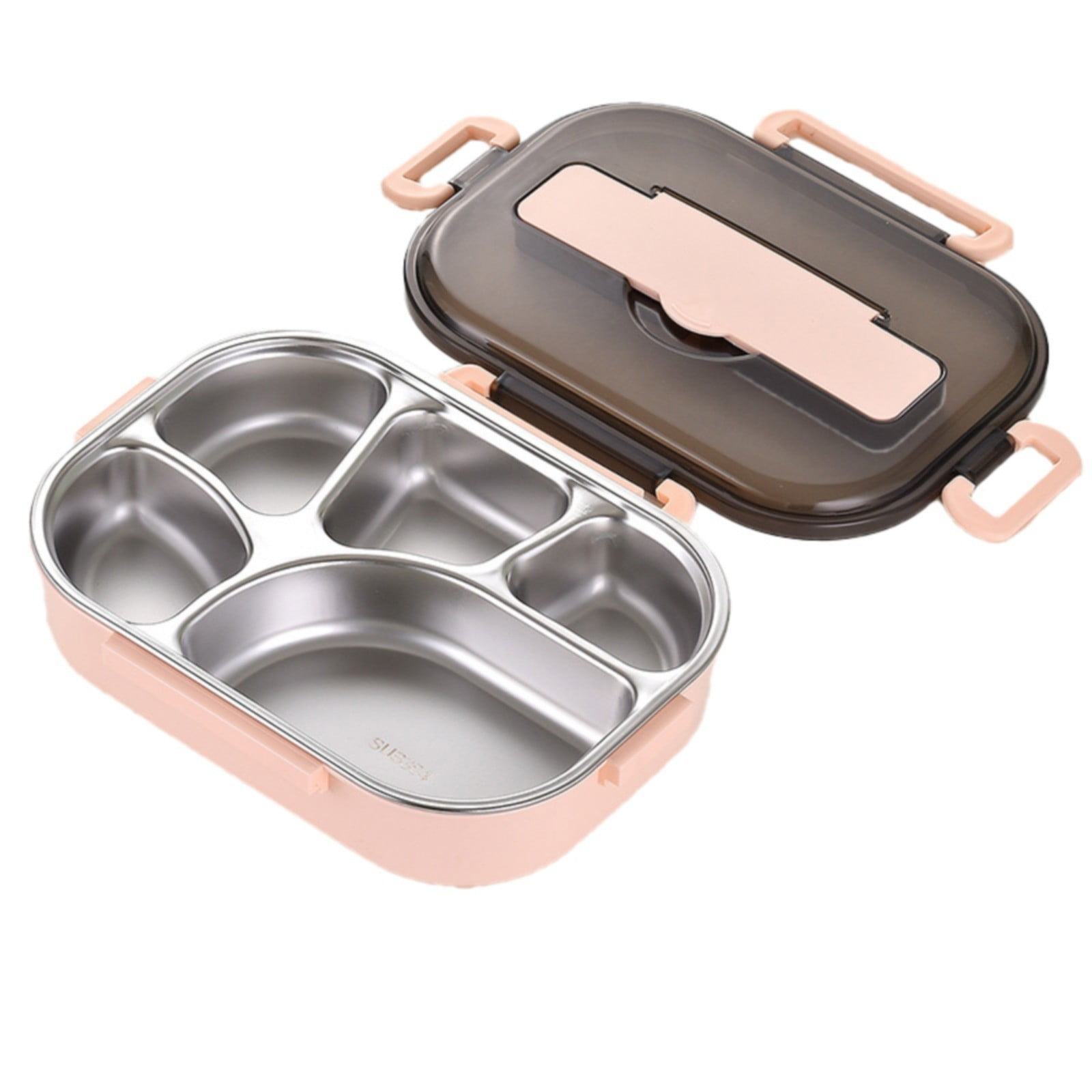 Bento Box, Stainless Steel Lunch Box,5‑Grid Portable Bento Box,Food Storage Container for Adult,The Lid Contains Spoons and Chopsticks
