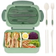 thumbnail image 1 of Bento Box for Adult,1200 ML Lunch Containers for Adults,LeakProof Lunch Box with Utensils,BPA Free,3 Compartment Bento Box Microwave Safe,Green, 1 of 6