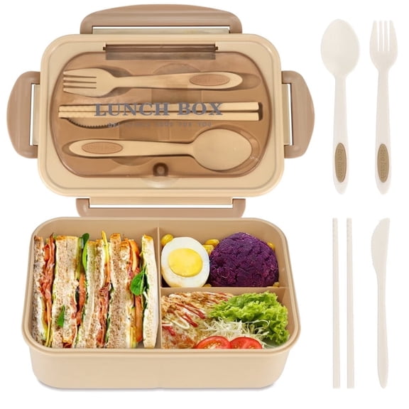 Bento Box for Adult,1200 ML Lunch Containers for Adults,LeakProof Lunch Box with Utensils,BPA Free,3 Compartment Bento Box Microwave Safe,Green