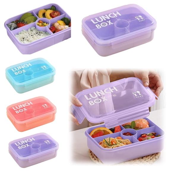 Bento Box with Utensils,Leak Proof Lunch Containers,Dishwasher and Microwave Safe Lunch Containers for Adults,8.27x5.91x2.56 Inch,Purple