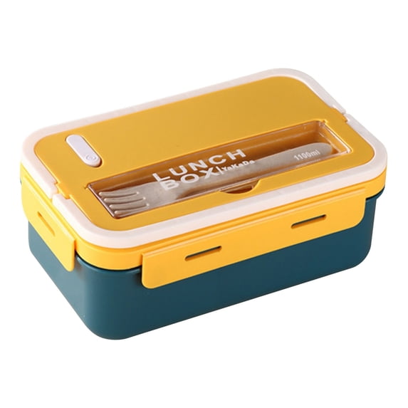 Bento Boxes For Adults - 1100ml Bento Lunch Box Container For Adults With Fork,Bento Box Adult,Lunch Container,Durable Perfect Size For On-The-Go Meal,Bento Box For Dining Out,Work,Picnic,Yellow